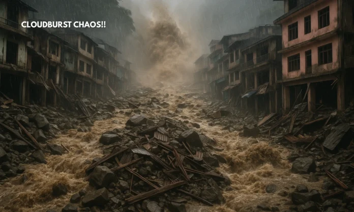 Uttarakhand Cloudburst Tragedy Strikes Chamoli Debris Buries Homes and Buildings Amid Monsoon Devastation