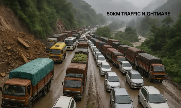 50-KM Traffic Jam On Chandigarh-Kullu Highway Disrupts Essential Supply Chain As Monsoon Devastation Spreads