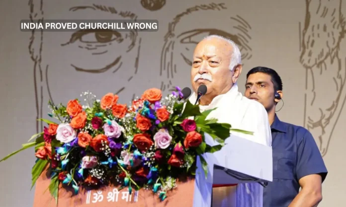 RSS Chief Mohan Bhagwat United India Proved Winston Churchill Wrong as Britain Faces Division