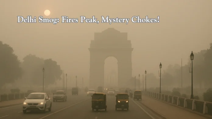 Delhi Air Pollution Crisis Farm Fires Peak but Unknown Sources Dominate AQI Surge Delhi Air Pollution Crisis Farm Fires Peak but Unknown Sources Dominate AQI Surge