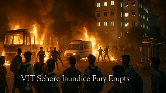 Madhya Pradesh College Students Protest Jaundice Outbreak, Torch Vehicles At VIT Sehore