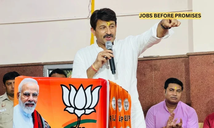 Manoj Tiwari NDA Employment Manifesto Bihar 2025 BJP MP Defends One Crore Jobs Promise Amid Reverse Migration Claims
