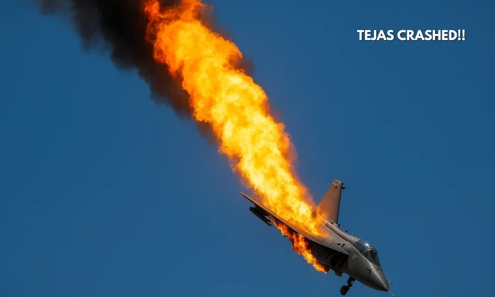 Tejas Fighter Jet Crash New Photos Emerge of Tejas Fighter Jet Crash Showing Jet Descending, Going Up in Flames at Dubai Air Show