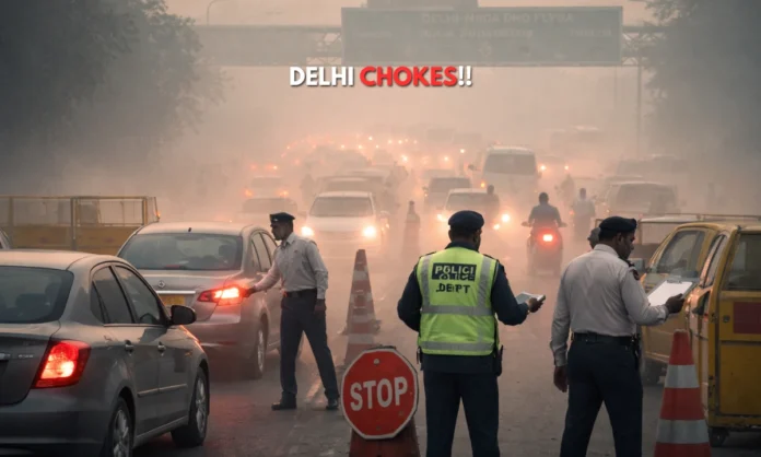 Delhi Air Pollution Crisis GRAP Stage IV Enforces Strict Vehicle Bans at Delhi Air Pollution Borders Amid Hazardous Delhi Air Pollution AQI Delhi Air Pollution Crisis GRAP Stage IV Enforces Strict Vehicle Bans at Delhi Air Pollution Borders Amid Hazardous Delhi Air Pollution AQI